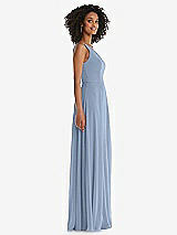 Side View Thumbnail - Cloudy One-Shoulder Chiffon Maxi Dress with Shirred Front Slit