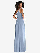 Rear View Thumbnail - Cloudy One-Shoulder Chiffon Maxi Dress with Shirred Front Slit