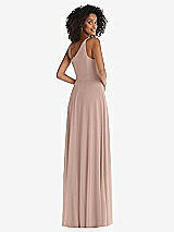 Rear View Thumbnail - Neu Nude One-Shoulder Chiffon Maxi Dress with Shirred Front Slit