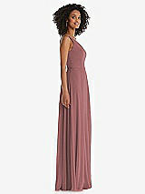 Side View Thumbnail - Rosewood One-Shoulder Chiffon Maxi Dress with Shirred Front Slit