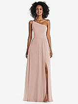 Front View Thumbnail - Toasted Sugar One-Shoulder Chiffon Maxi Dress with Shirred Front Slit