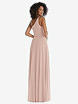 Rear View Thumbnail - Toasted Sugar One-Shoulder Chiffon Maxi Dress with Shirred Front Slit