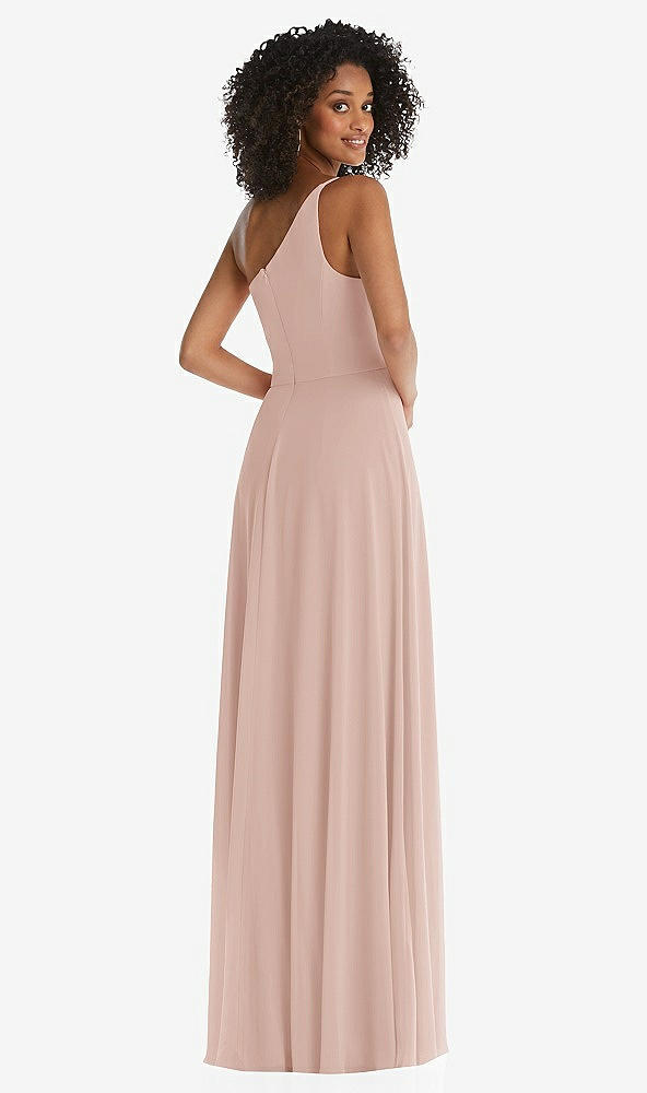 Back View - Toasted Sugar One-Shoulder Chiffon Maxi Dress with Shirred Front Slit