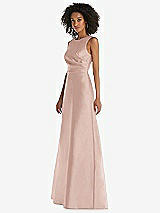 Side View Thumbnail - Toasted Sugar Jewel Neck Asymmetrical Shirred Bodice Maxi Dress with Pockets