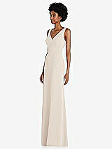 Side View Thumbnail - Oat Square Low-Back A-Line Dress with Front Slit and Pockets
