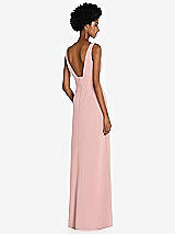 Rear View Thumbnail - Rose - PANTONE Rose Quartz Square Low-Back A-Line Dress with Front Slit and Pockets
