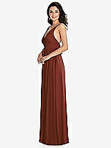 Side View Thumbnail - Auburn Moon Deep V-Neck Shirred Skirt Maxi Dress with Convertible Straps