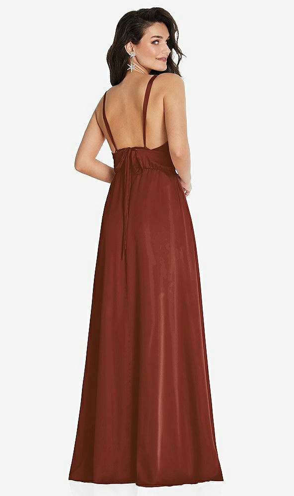 Back View - Auburn Moon Deep V-Neck Shirred Skirt Maxi Dress with Convertible Straps