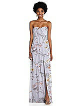 Alt View 3 Thumbnail - Butterfly Botanica Silver Dove Draped Chiffon Grecian Column Gown with Convertible Straps