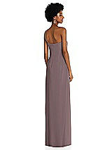 Alt View 4 Thumbnail - French Truffle Draped Chiffon Grecian Column Gown with Convertible Straps