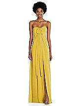 Alt View 3 Thumbnail - Marigold Draped Chiffon Grecian Column Gown with Convertible Straps