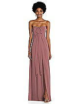 Alt View 3 Thumbnail - Rosewood Draped Chiffon Grecian Column Gown with Convertible Straps