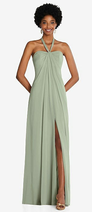 Sage green halter shop neck bridesmaid dresses