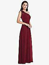 Alt View 2 Thumbnail - Burgundy Draped One-Shoulder Maxi Dress with Scarf Bow