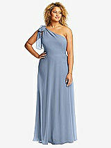 Front View Thumbnail - Cloudy Draped One-Shoulder Maxi Dress with Scarf Bow