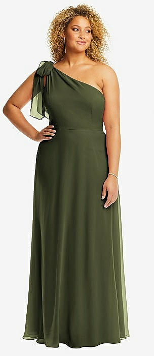 Olive green one shoulder hot sale dress