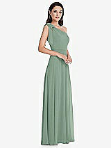 Alt View 2 Thumbnail - Seagrass Draped One-Shoulder Maxi Dress with Scarf Bow