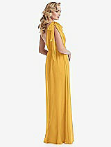 Alt View 4 Thumbnail - NYC Yellow Empire Waist Shirred Skirt Convertible Sash Tie Maxi Dress