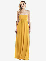 Alt View 6 Thumbnail - NYC Yellow Empire Waist Shirred Skirt Convertible Sash Tie Maxi Dress