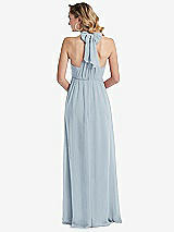 Rear View Thumbnail - Mist Empire Waist Shirred Skirt Convertible Sash Tie Maxi Dress