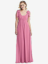 Front View Thumbnail - Orchid Pink Empire Waist Shirred Skirt Convertible Sash Tie Maxi Dress