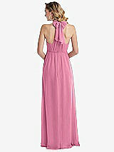 Rear View Thumbnail - Orchid Pink Empire Waist Shirred Skirt Convertible Sash Tie Maxi Dress