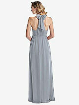 Rear View Thumbnail - Platinum Empire Waist Shirred Skirt Convertible Sash Tie Maxi Dress