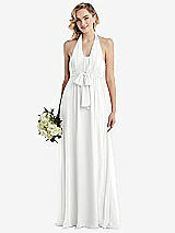 Alt View 1 Thumbnail - White Empire Waist Shirred Skirt Convertible Sash Tie Maxi Dress