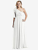 Alt View 3 Thumbnail - White Empire Waist Shirred Skirt Convertible Sash Tie Maxi Dress