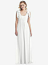 Front View Thumbnail - White Empire Waist Shirred Skirt Convertible Sash Tie Maxi Dress