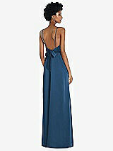 Front View Thumbnail - Dusk Blue High-Neck Low Tie-Back Maxi Dress with Adjustable Straps