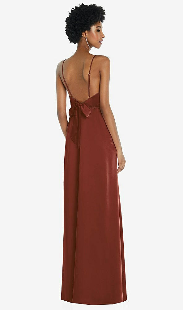 Front View - Auburn Moon High-Neck Low Tie-Back Maxi Dress with Adjustable Straps