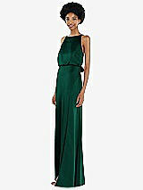 Side View Thumbnail - Hunter Green High-Neck Low Tie-Back Maxi Dress with Adjustable Straps