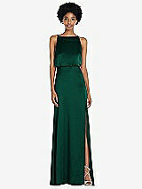 Rear View Thumbnail - Hunter Green High-Neck Low Tie-Back Maxi Dress with Adjustable Straps