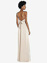 Front View Thumbnail - Oat High-Neck Low Tie-Back Maxi Dress with Adjustable Straps