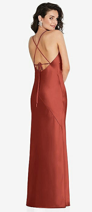 Flutter Sleeve Scoop Open-back Chiffon Maxi Bridesmaid Dress In Amber  Sunset