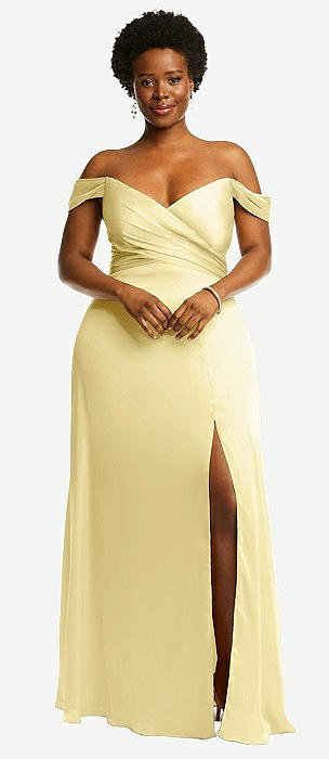 Pale yellow off the best sale shoulder dress