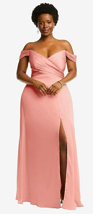 Off the shoulder clearance blush pink bridesmaid dresses