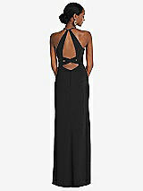 Front View Thumbnail - Black Halter Criss Cross Cutout Back Maxi Dress
