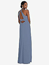 Alt View 1 Thumbnail - Larkspur Blue Halter Criss Cross Cutout Back Maxi Dress