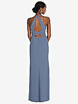 Front View Thumbnail - Larkspur Blue Halter Criss Cross Cutout Back Maxi Dress