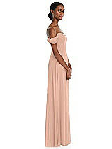 Side View Thumbnail - Pale Peach Off-the-Shoulder Basque Neck Maxi Dress with Flounce Sleeves