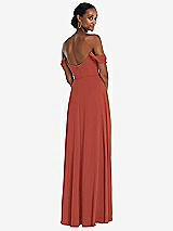 Rear View Thumbnail - Amber Sunset Off-the-Shoulder Basque Neck Maxi Dress with Flounce Sleeves