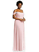 Alt View 2 Thumbnail - Ballet Pink Off-the-Shoulder Basque Neck Maxi Dress with Flounce Sleeves