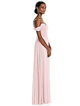 Side View Thumbnail - Ballet Pink Off-the-Shoulder Basque Neck Maxi Dress with Flounce Sleeves