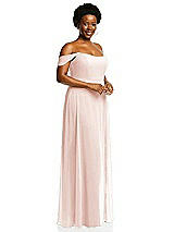 Alt View 2 Thumbnail - Blush Off-the-Shoulder Basque Neck Maxi Dress with Flounce Sleeves