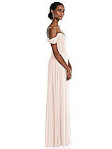 Side View Thumbnail - Blush Off-the-Shoulder Basque Neck Maxi Dress with Flounce Sleeves