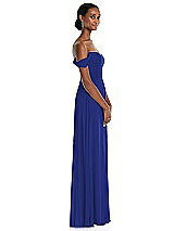 Side View Thumbnail - Cobalt Blue Off-the-Shoulder Basque Neck Maxi Dress with Flounce Sleeves