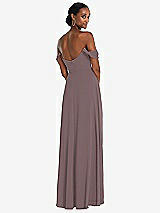 Rear View Thumbnail - French Truffle Off-the-Shoulder Basque Neck Maxi Dress with Flounce Sleeves