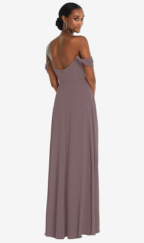 Back View - French Truffle Off-the-Shoulder Basque Neck Maxi Dress with Flounce Sleeves